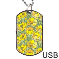 Seamless-pattern-with-graphic-spring-flowers Dog Tag Usb Flash (one Side) by uniart180623
