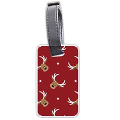 Cute-reindeer-head-with-star-red-background Luggage Tag (one Side) by uniart180623