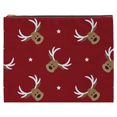 Cute-reindeer-head-with-star-red-background Cosmetic Bag (xxxl) by uniart180623