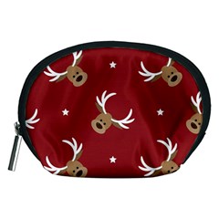 Cute-reindeer-head-with-star-red-background Accessory Pouch (medium) by uniart180623