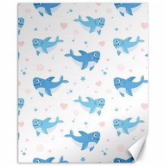 Seamless-pattern-with-cute-sharks-hearts Canvas 11  X 14  by uniart180623