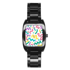 Abstract-pop-art-seamless-pattern-cute-background-memphis-style Stainless Steel Barrel Watch by uniart180623