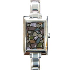 Cartoon-colored-stone-seamless-background-texture-pattern - Rectangle Italian Charm Watch by uniart180623