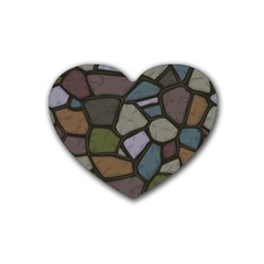 Cartoon-colored-stone-seamless-background-texture-pattern - Rubber Heart Coaster (4 Pack) by uniart180623