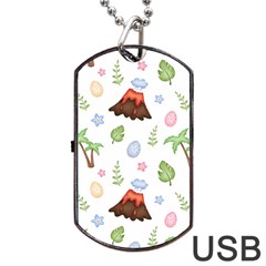 Cute-palm-volcano-seamless-pattern Dog Tag Usb Flash (two Sides) by uniart180623