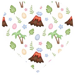 Cute-palm-volcano-seamless-pattern Wooden Puzzle Heart by uniart180623