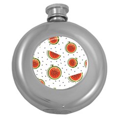 Seamless-background-pattern-with-watermelon-slices Round Hip Flask (5 Oz) by uniart180623