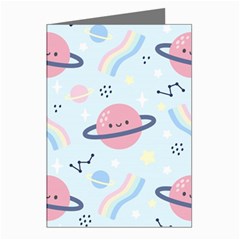 Cute-planet-space-seamless-pattern-background Greeting Cards (pkg Of 8) by uniart180623