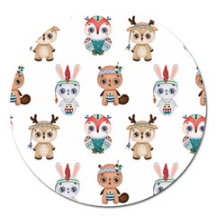 Cute-cartoon-boho-animals-seamless-pattern Magnet 5  (round) by uniart180623