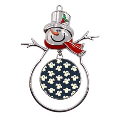 Hand-drawn-ghost-pattern Metal Snowman Ornament by uniart180623