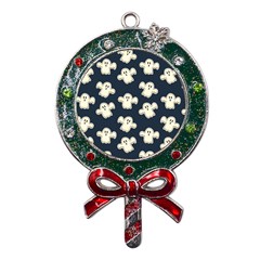 Hand-drawn-ghost-pattern Metal X mas Lollipop With Crystal Ornament