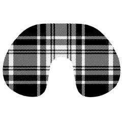 Pixel-background-design-modern-seamless-pattern-plaid-square-texture-fabric-tartan-scottish-textile- Travel Neck Pillow by uniart180623