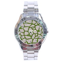 Cartoon-gray-stone-seamless-background-texture-pattern Green Stainless Steel Analogue Watch by uniart180623
