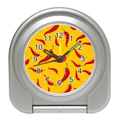 Chili-vegetable-pattern-background Travel Alarm Clock