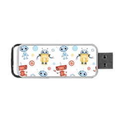 Cute-cartoon-robots-seamless-pattern Portable Usb Flash (two Sides) by uniart180623