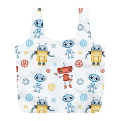 Cute-cartoon-robots-seamless-pattern Full Print Recycle Bag (l) by uniart180623