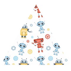 Cute-cartoon-robots-seamless-pattern Wooden Puzzle Triangle by uniart180623