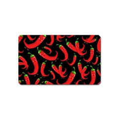 Seamless-vector-pattern-hot-red-chili-papper-black-background Magnet (name Card) by uniart180623