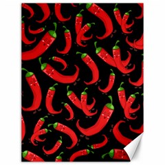 Seamless-vector-pattern-hot-red-chili-papper-black-background Canvas 12  X 16  by uniart180623