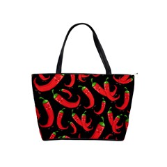 Seamless-vector-pattern-hot-red-chili-papper-black-background Classic Shoulder Handbag by uniart180623