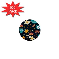 Seamless-pattern-with-breakfast-symbols-morning-coffee 1  Mini Buttons (100 Pack)  by uniart180623