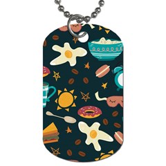 Seamless-pattern-with-breakfast-symbols-morning-coffee Dog Tag (one Side) by uniart180623