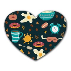 Seamless-pattern-with-breakfast-symbols-morning-coffee Heart Mousepad by uniart180623
