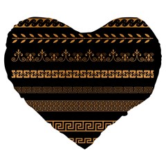 Set-antique-greek-borders-seamless-ornaments-golden-color-black-background-flat-style-greece-concept Large 19  Premium Heart Shape Cushions by uniart180623