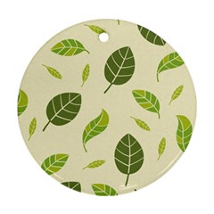 Leaf-spring-seamless-pattern-fresh-green-color-nature Ornament (round) by uniart180623