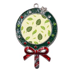 Leaf-spring-seamless-pattern-fresh-green-color-nature Metal X mas Lollipop With Crystal Ornament by uniart180623