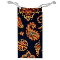 Bright-seamless-pattern-with-paisley-mehndi-elements-hand-drawn-wallpaper-with-floral-traditional Jewelry Bag by uniart180623