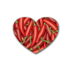 Seamless-chili-pepper-pattern Rubber Heart Coaster (4 Pack) by uniart180623