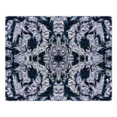 Cobalt Grey Arabesque Two Sides Premium Plush Fleece Blanket (large) by kaleidomarblingart