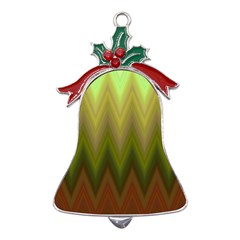 Zig Zag Chevron Classic Pattern Metal Holly Leaf Bell Ornament