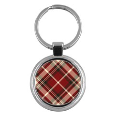 Tartan-scotland-seamless-plaid-pattern-vector-retro-background-fabric-vintage-check-color-square-geo Key Chain (Round)
