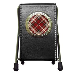 Tartan-scotland-seamless-plaid-pattern-vector-retro-background-fabric-vintage-check-color-square-geo Pen Holder Desk Clock