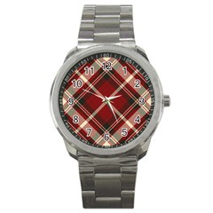 Tartan-scotland-seamless-plaid-pattern-vector-retro-background-fabric-vintage-check-color-square-geo Sport Metal Watch