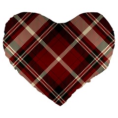 Tartan-scotland-seamless-plaid-pattern-vector-retro-background-fabric-vintage-check-color-square-geo Large 19  Premium Flano Heart Shape Cushions