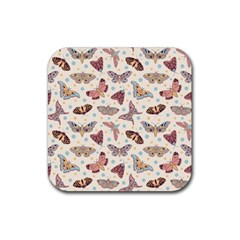 Pattern-with-butterflies-moths Rubber Coaster (square) by uniart180623