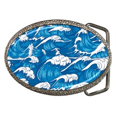 Storm-waves-seamless-pattern-raging-ocean-water-sea-wave-vintage-japanese-storms-print-illustration- Belt Buckles by uniart180623