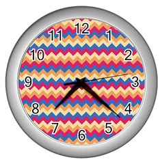 Zigzag-pattern-seamless-zig-zag-background-color Wall Clock (silver) by uniart180623