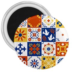 Mexican-talavera-pattern-ceramic-tiles-with-flower-leaves-bird-ornaments-traditional-majolica-style- 3  Magnets