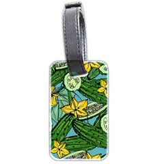 Seamless-pattern-with-cucumber-slice-flower-colorful-hand-drawn-background-with-vegetables-wallpaper Luggage Tag (two Sides)