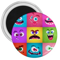 Monsters-emotions-scary-faces-masks-with-mouth-eyes-aliens-monsters-emoticon-set 3  Magnets by uniart180623