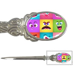 Monsters-emotions-scary-faces-masks-with-mouth-eyes-aliens-monsters-emoticon-set Letter Opener by uniart180623