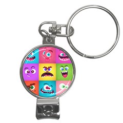 Monsters-emotions-scary-faces-masks-with-mouth-eyes-aliens-monsters-emoticon-set Nail Clippers Key Chain by uniart180623