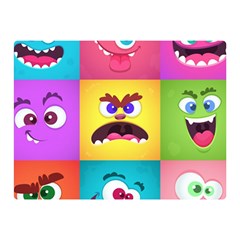 Monsters-emotions-scary-faces-masks-with-mouth-eyes-aliens-monsters-emoticon-set Two Sides Premium Plush Fleece Blanket (mini) by uniart180623