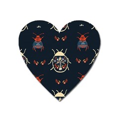 Floral-bugs-seamless-pattern Heart Magnet by uniart180623