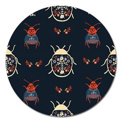 Floral-bugs-seamless-pattern Magnet 5  (round) by uniart180623