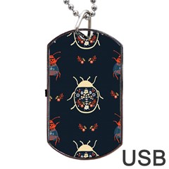 Floral-bugs-seamless-pattern Dog Tag Usb Flash (two Sides) by uniart180623